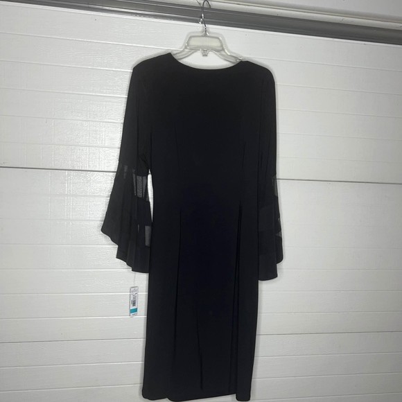 R&M Richards Black Midi Dress with Sheer Bell Sleeves - Picture 5 of 8